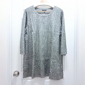 Eileen Fisher  Silk Crinkle Button Front Tunic Size XL